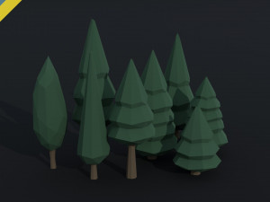 Cartoon conifers tree Polygonal Style Modelo 3D
