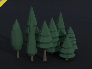 Árbol de coníferas de dibujos animados estilo poligonal Modelo 3D