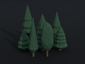 Cartoon conifers tree Polygonal Style 3D Модель