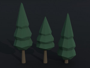 Cartoon conifers tree Polygonal Style 3D Модель