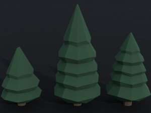 Cartoon conifers tree Polygonal Style 3D Модель