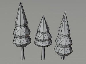 Cartoon conifers tree Polygonal Style 3D Модель
