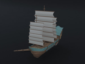Cartoon fantasy asion ships 2 Polygonal Style Modelo 3D
