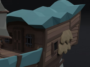 Cartoon fantasy asion ships 2 Polygonal Style Modelo 3D