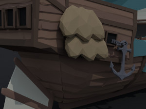Cartoon fantasy asion ships 2 Polygonal Style Modelo 3D