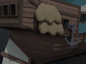 Cartoon fantasy asion ships 2 Polygonal Style 3D Model