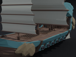 Cartoon fantasy asion ships 2 Polygonal Style Modelo 3D