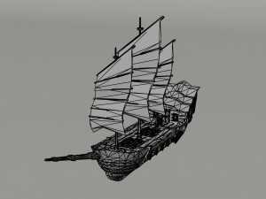 Cartoon fantasy asion ships 2 Polygonal Style Modelo 3D