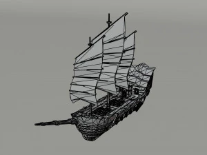 Cartoon fantasy asion ships 2 Polygonal Style 3D Model