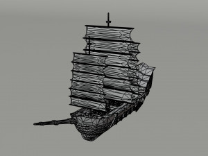 Cartoon fantasy asion ships 2 Polygonal Style Modelo 3D
