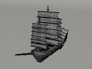 Cartoon fantasy asion ships 2 Polygonal Style 3D Model