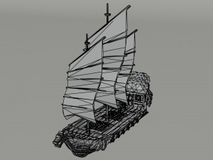 Cartoon fantasy asion ships 2 Polygonal Style Modelo 3D