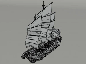 Cartoon fantasy asion ships 2 Polygonal Style 3D Model