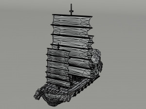 Cartoon fantasy asion ships 2 Polygonal Style Modelo 3D