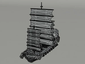 Cartoon fantasy asion ships 2 Polygonal Style 3D Model