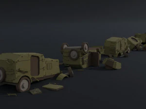 Cartoon Dieselpunk armored cars Polygonal Style 3D Model