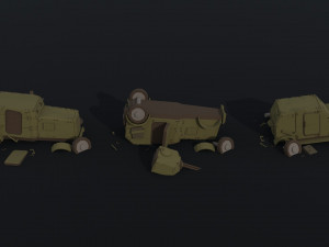 Cartoon Dieselpunk armored cars Polygonal Style Modèle 3D