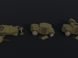 Cartoon Dieselpunk armored cars Polygonal Style Modèle 3D