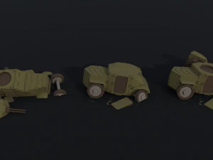 Cartoon Dieselpunk armored cars Polygonal Style 3D Model
