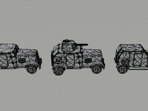 Cartoon Dieselpunk armored cars Polygonal Style Modèle 3D