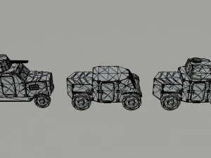 Cartoon Dieselpunk armored cars Polygonal Style 3D Model