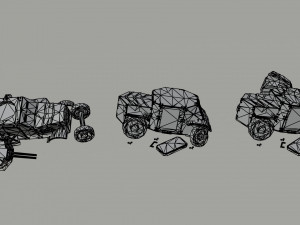 Cartoon Dieselpunk armored cars Polygonal Style Modèle 3D
