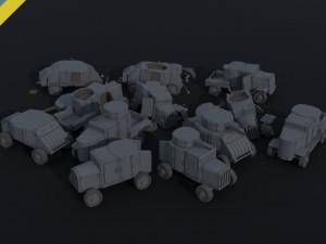 Cartoon Dieselpunk armored cars 3 Polygonal Style 3Dモデル