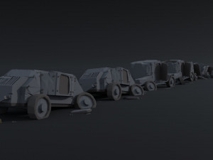 Cartoon Dieselpunk armored cars 3 Polygonal Style 3D 모델