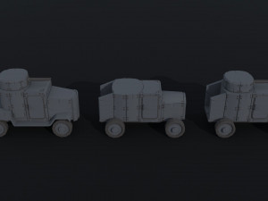 Cartoon Dieselpunk armored cars 3 Polygonal Style 3D 모델