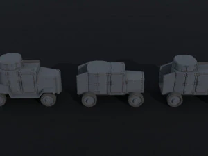 Cartoon Dieselpunk armored cars 3 Polygonal Style 3D Model