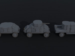 Cartoon Dieselpunk armored cars 3 Polygonal Style 3D 모델