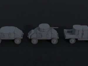 Cartoon Dieselpunk armored cars 3 Polygonal Style 3D Model