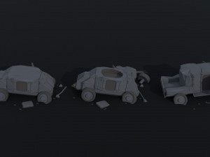 Cartoon Dieselpunk armored cars 3 Polygonal Style 3D 모델