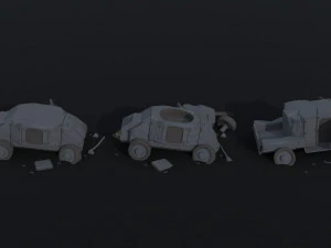 Cartoon Dieselpunk armored cars 3 Polygonal Style 3D Model