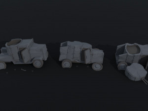 Cartoon Dieselpunk armored cars 3 Polygonal Style 3D 모델