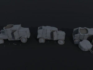 Cartoon Dieselpunk armored cars 3 Polygonal Style 3D Model