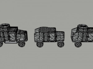 Cartoon Dieselpunk armored cars 3 Polygonal Style 3D 모델