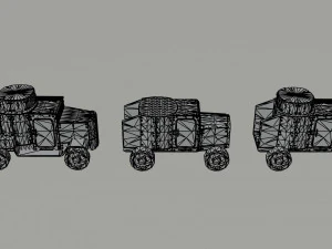 Cartoon Dieselpunk armored cars 3 Polygonal Style 3D Model