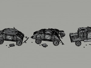 Cartoon Dieselpunk armored cars 3 Polygonal Style 3D 모델