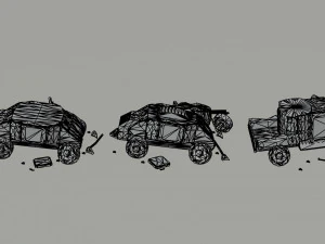 Cartoon Dieselpunk armored cars 3 Polygonal Style 3D Model