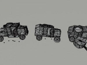 Cartoon Dieselpunk armored cars 3 Polygonal Style 3D 모델