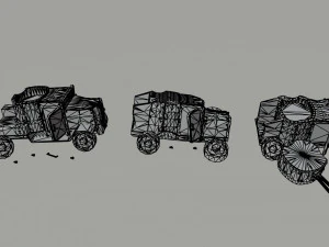 Cartoon Dieselpunk armored cars 3 Polygonal Style 3D Model