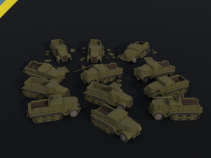 Cartoon Dieselpunk armored cars 2 Polygonal Style 3D Модель