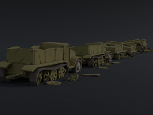 Cartoon Dieselpunk armored cars 2 Polygonal Style 3D 模型