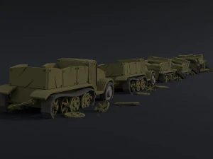 Cartoon Dieselpunk armored cars 2 Polygonal Style 3D Model