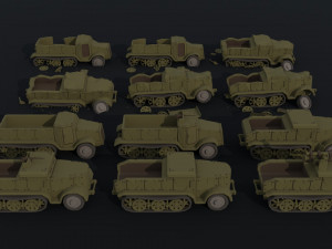 Cartoon Dieselpunk armored cars 2 Polygonal Style 3D 模型