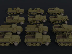 Cartoon Dieselpunk armored cars 2 Polygonal Style 3D Model