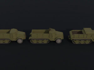 Cartoon Dieselpunk armored cars 2 Polygonal Style 3D Model