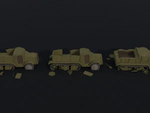 Cartoon Dieselpunk armored cars 2 Polygonal Style 3D Model