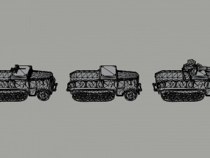 Cartoon Dieselpunk armored cars 2 Polygonal Style 3D 模型